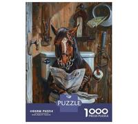 Rompecabezas para Adultos De 1000 Piezas Horse Reading Newspaper in Barn Rompecabezas para Adultos Juguetes Antiestrés Decoración Perfecta Cumpleaños Y Navidad 52x38cm/1000pcs