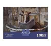 Rompecabezas para Adultos De 1000 Piezas Horse Reading Newspaper in Bathtub Rompecabezas para Adultos Juego De Ingenio Regalo De Cumpleaños Desafío Educativo 38x26cm/1000pcs
