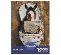 Rompecabezas para Adultos De 1000 Piezas Horse Reading Newspaper on Toilet Rompecabezas para Adolescentes Juguetes De Bricolaje Corte De Precisión Difícil Y Desafiante 70x50cm/1000pcs