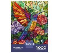 Rompecabezas para Adultos De 1000 Piezas Hummingbird in Bloom Stained Glass Rompecabezas para Adultos Juego De Ingenio Juego Divertido Y Humorístico Juego Desafiante Regalos 38x26cm/1000pcs