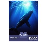 Rompecabezas para Adultos De 1000 Piezas Humpback Whale Swimming in Blue Ocean Rompecabezas para Adultos Juego Familiar Pero Divertido Y Humorístico Cumpleaños 38x26cm/1000pcs
