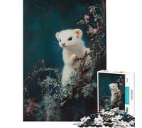 Rompecabezas para Adultos de 1000 Piezas Hurón Blanco Entre follaje Rompecabezas para Adultos Juguete Decorativo para Pared Alivia el estrés Regalos para Reducir el estrés (tamaño 50x75cm)