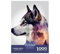 Rompecabezas para Adultos De 1000 Piezas Husky Forest Dog Rompecabezas para Adultos Juegos Familiares Decoración Perfecta Cumpleaños Y Navidad 52x38cm/1000pcs