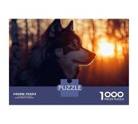 Rompecabezas para Adultos De 1000 Piezas Husky in Sunset Rompecabezas para Adultos Juegos Familiares Vacaciones En Casa Matar El Tiempo para Cumpleaños, Navidad 38x26cm/1000pcs