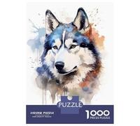 Rompecabezas para Adultos De 1000 Piezas Husky Watercolor Dog Rompecabezas para Adultos Juegos Relajantes Decoración Cumpleaños 52x38cm/1000pcs