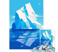 Rompecabezas para Adultos de 1000 Piezas Iceberg en Azul ilustración Minimalista Ideal para Juegos educativos desafíos Juegos relajantes Alivio del estrés y Regalos de cumpleaños tamaño 38x26cm