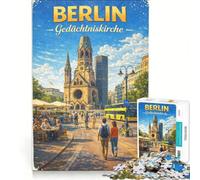 Rompecabezas para Adultos de 1000 Piezas, Iglesia Conmemorativa de Berlín, Juegos Familiares, análisis y lógica, para Mejorar el Amor en Pareja 38x52cm