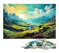Rompecabezas para Adultos de 1000 Piezas, ilustración a Color de Las Verdes colinas de Irera, Rompecabezas de Papel para decoración del hogar, 1000 Piezas (38 x 26 cm)