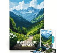 Rompecabezas para Adultos de 1000 Piezas,ilustración de Paisaje de la Alta Ruta de los Pirineos,uniones Suaves,diversión para Resolver Problemas,Juego Casual,Tiempo de Juego,Arte para cumpleaños