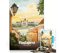 Rompecabezas para Adultos de 1000 Piezas,ilustración de Paisaje Urbano de Budapest,Hungría Juego de lógica con Piezas de Ajuste preciso Divertido y Acogedor Regalo Ideal para cumpleaños (38x52cm)