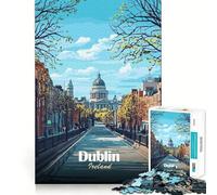 Rompecabezas para Adultos de 1000 Piezas,ilustración de Paisaje Urbano de Dublín,Irlanda Ideal para Recortar,Decorar,ejercitar la Mente,Regalo para el Tiempo Libre,Regalo o para Aficionados