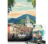 Rompecabezas para Adultos de 1000 Piezas,ilustración de Paisaje Urbano de Quito,Ecuador,Bordes Finos,Manualidades,Juguete para Resolver Problemas,Juego Relajante,Juego de cumpleaños,Arte para Jugar
