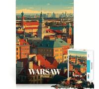 Rompecabezas para Adultos de 1000 Piezas ilustración de Paisaje Urbano de Varsovia Polonia Juego de Ajuste preciso Juguete Inteligente para el Cerebro Tiempo Libre Regalo de cumpleaños para la Mente