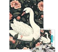 Rompecabezas para Adultos de 1000 Piezas Ilustración de un Cisne en un jardín Floral Ayuda a ejercitar el Cerebro Un desafío difícil Juego Educativo para Mayores de 14 años 50x75cm