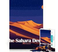 Rompecabezas para Adultos de 1000 Piezas Ilustración del Desierto del Sahara de Noche Arte de Bordes precisos Ejercicio Mental Juego Divertido y Tranquilo Actividad de cumpleaños (38x26cm)