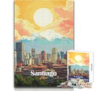 Rompecabezas para Adultos de 1000 Piezas, ilustración del Paisaje Urbano de Santiago de Chile, Juguetes educativos, Juegos para Mejorar la Memoria, Juguete Educativo, tamaño 50x75cm