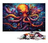 Rompecabezas para Adultos de 1000 Piezas: Imagina un Pulpo psicodélico Colorido. Rompecabezas de Papel para decoración del hogar, 1000 Piezas (38 x 26 cm).