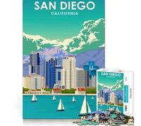 Rompecabezas para Adultos de 1000 Piezas,impresión de San Diego,California,Bordes Finos,Manualidades,resolución de Problemas,Juguete,Juego Relajante,Juego de cumpleaños,Arte,Juego (50x75cm)