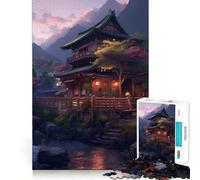 Rompecabezas para Adultos de 1000 Piezas Impresionante diseño japonés Piezas de Corte Limpio Juego para ejercitar la Mente Juego de Tiempo Libre Pieza de Arte navideña (38x26cm)