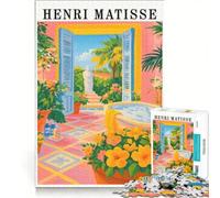 Rompecabezas para Adultos de 1000 Piezas Inspirado en una Pintura de Interiores de Henri Matisse Juego práctico Actividades Familiares Lista de Deseos con Papá Noel 50x75cm