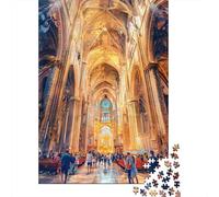 Rompecabezas para Adultos De 1000 Piezas Interior of Gothic Cathedral Rompecabezas para Adultos Juegos Relajantes Decoración Perfecta Regalos para Reducir El Estrés 52x38cm/1000pcs
