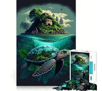 Rompecabezas para Adultos de 1000 Piezas, Isla Tortuga, Arte de Borde Exacto, Juguete de Habilidad Creativa, Juego de Tiempo Acogedor, Pieza de Arte Navideña (50x75cm)
