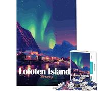 Rompecabezas para Adultos de 1000 Piezas Islas Lofoten Noruega Aurora Boreal Juguetes adictivos para Cultivar la Paciencia Juego Familiar Que Mejora la Memoria Excelentes Regalos Tamaño 38x26cm
