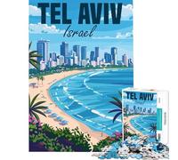 Rompecabezas para Adultos de 1000 Piezas Israel Tel Aviv Ideal para Viajes Juegos educativos desafíos y relajación Mejora la Memoria Regalo de cumpleaños (tamaño 38x26cm)
