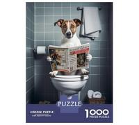 Rompecabezas para Adultos De 1000 Piezas Jack Russell on The Toilet Rompecabezas para Adultos Juegos Familiares Vacaciones En Casa Matar El Tiempo para Cumpleaños, Navidad 70x50cm/1000pcs