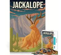 Rompecabezas para Adultos de 1000 Piezas Jackalope,Criptozoología,Póster del Desierto,Arte de Bordes Exactos,Ejercicio Mental,Juego Divertido y Tranquilo,Actividad de cumpleaños (38x26cm)
