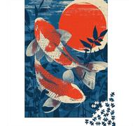 Rompecabezas para Adultos De 1000 Piezas Japanese Koi Fish Art Print Rompecabezas para Adultos Juguetes Antiestrés Regalos para Mujeres Juego Desafiante Regalos 52x38cm/1000pcs