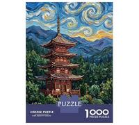 Rompecabezas para Adultos De 1000 Piezas Japanese Pagoda in Van Gogh Style Rompecabezas para Adultos Juego De Ingenio Juego Divertido Y Humorístico Juego Desafiante Regalos 38x26cm/1000pcs