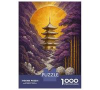 Rompecabezas para Adultos De 1000 Piezas Japanese Pagoda Landscape with Golden Sun Rompecabezas para Adolescentes Juego Familiar Carrera De Velocidad Manual Cumpleaños 52x38cm/1000pc
