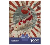 Rompecabezas para Adultos De 1000 Piezas Japanese Rising Sun Koi Rompecabezas para Adultos Juegos Familiares Decoración Perfecta Cumpleaños Y Navidad 52x38cm/1000pcs