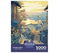 Rompecabezas para Adultos De 1000 Piezas Japanese Street Scene with Black Cat Rompecabezas para Adultos Juego De Ingenio Regalos para Mujeres 52x38cm/1000pcs