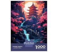 Rompecabezas para Adultos De 1000 Piezas Japanese Temple Waterfall Rompecabezas para Adultos Juegos Relajantes Decoración del Hogar Desafío Educativo 38x26cm/1000pcs