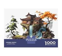 Rompecabezas para Adultos De 1000 Piezas Japanese Waterfall Landscape Rompecabezas para Adultos Juegos Relajantes Desafío Difícil Actividades Divertidas En Casa 38x26cm/1000pcs