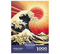 Rompecabezas para Adultos De 1000 Piezas Japanese Wave Art Print Rompecabezas para Adultos Juego Familiar para La Diversión Familiar Regalo De Cumpleaños, Regalos, 52x38cm/1000pcs