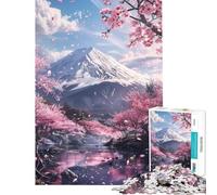 Rompecabezas para Adultos de 1000 Piezas Japón Monte Fuji Sakura Juguetes adictivos para Cultivar la Paciencia Juegos Familiares Decoración Perfecta Regalo Divertido (Tamaño 38x52cm)