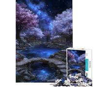 Rompecabezas para Adultos de 1000 Piezas Jardín Encantado bajo un Cielo Estrellado Rompecabezas de 1000 Piezas para decoración de Pared Juego desafiante y Divertido para Toda la Familia (38x26cm)