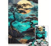Rompecabezas para Adultos de 1000 Piezas Jardín Zen con Luna Dorada Juegos Familiares interacción Entre Padres e Hijos Lista de Deseos con Papá Noel 50x75cm