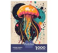 Rompecabezas para Adultos De 1000 Piezas Jellyfish Abstract Art Colorful Jellyfish Pop Art Print Unique Ocean-Inspired Decor Rompecabezas para Adultos Juguetes Antiestrés Decoración Activid