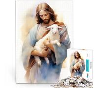 Rompecabezas para Adultos de 1000 Piezas Jesucristo - El Buen Pastor Corte de precisión Actividades Divertidas en casa, Regalos de cumpleaños, Regalos de Viaje, 75x50cm