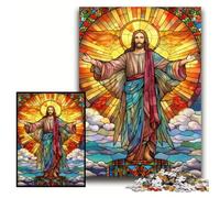 Rompecabezas para Adultos de 1000 Piezas Jesús en el Cielo, Rompecabezas de Madera de 50x75cm, Padres, Amantes y Amigos - A Partir de 14 años