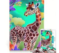 Rompecabezas para Adultos de 1000 Piezas: Jirafa Adorable en un jardín, Juguetes para armar, interacción Entre Padres e Hijos, cumpleaños y Navidad 50x75cm