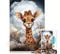 Rompecabezas para Adultos de 1000 Piezas Jirafa bebé,Ajuste, Arte,lógica,Habilidad,Juego Lento, Relajante (50x75cm)