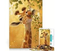 Rompecabezas para Adultos de 1000 Piezas Jirafa bebé con articulaciones afiladas,Juguete Que desafía la Mente,diversión Relajante,decoración navideña para el hogar (38x26cm)
