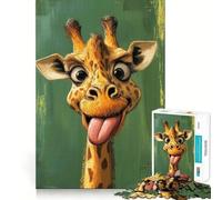 Rompecabezas para Adultos de 1000 Piezas Jirafa de Dibujos Animados con la Lengua Fuera,Piezas de Ajuste preciso,Juego de lógica,diversión acogedora,Regalo de cumpleaños (50x75cm)