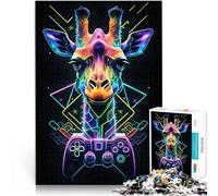 Rompecabezas para Adultos de 1000 Piezas Jirafa Gamer Genial neón Juego desafiante y Juego Familiar Regalos de Amigo Secreto 52x38cm