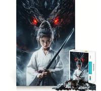 Rompecabezas para Adultos de 1000 Piezas Joven samurái y dragón Juego para estimular la Mente, Corte láser Actividad Relajante para Grupos en Interiores (38x26cm)